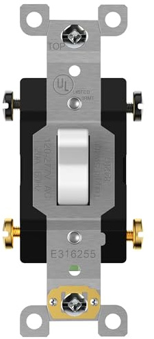 ENERLITES 20 Amp Toggle Light Switch, 4-Way, 20A 120/277V, Grounding Screw, Heavy Duty Commercial Grade, UL Listed, 84201-W, White