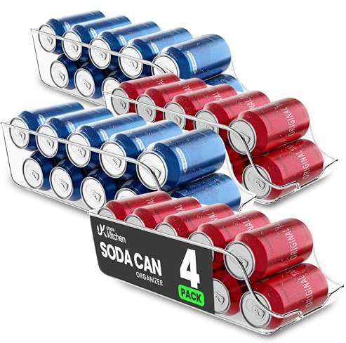 Utopia Kitchen Soda Can Organizer and Dispenser for Refrigerator/Pantry - Durable Can Storage Organizer Fridge & Kitchen Organization - (Clear, Set of 4)