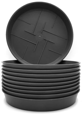 Plastard 10er Set Blumentopf-Untersetzer Ø 40 cm Rund Kunststoff Anthrazit | UV-, witterungs- und frostbeständig,ideal für innen & außen, Anthrazit