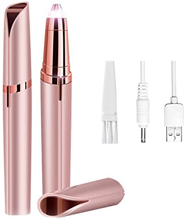Epilatore per Sopracciglia,Portatile flawless brows sopracciglia Indolore Trimmer Rasoio Trimmer elettrico di precisione con LED per donne (Carica oro rosa)