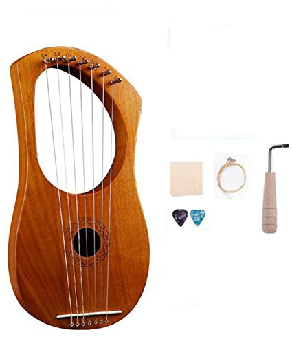 Kanylavy 7 Saiten Lyre Harfe Holz Saiteninstrument mit Tragetasche Extra Saitensatz und Zubehör Style B