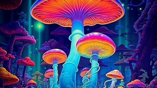 Zgcoyeo Diamond Painting Pilz Diamond-Painting Baum Diamond Art Painting, Bastelset Erwachsene 5D DIY Diamond Painting Kinder Stickerei Kreuzstich Painting Set, Wanddeko Wohnzimmer 180x100cm A-1