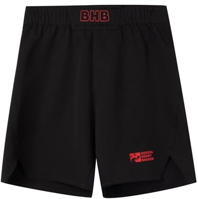 Kids BJJ Shorts MMA Fight Shorts, Youth Athletic Shorts, No-Gi Brazilian Jiu Jitsu, Kick Boxing Shorts for Boys Girls Red