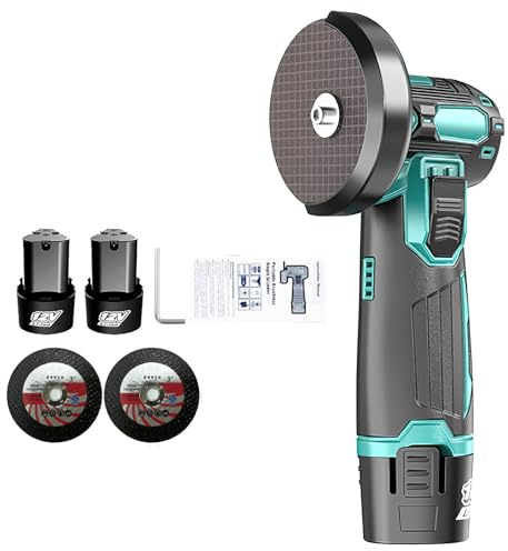  ﻿ ﻿ Mini Akku-Winkelschleifer 76mm 12V 2 Akkus Bürstenloser Motor Akku Mini Leistungsstarker Trennschleifer 19500r/min 500W Mini Akkuflex Trennscheiben,stark und robust (2 Akku 1 Ladegerät)