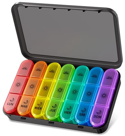 COLORWING Pastillero Semanal 3 Tomas (Español) - Pastillero Diario Grande para 7 Días, Organizador de Medicamentos con Gran Capacidad de 21 Compartimentos, Ideal para Viajes y Uso en Casa