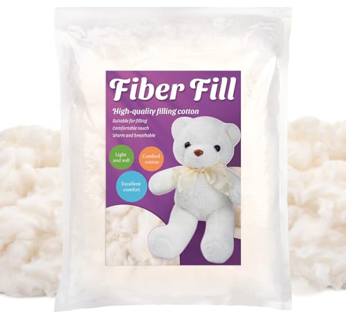 NAMOON 60g Combed Cotton Filling, High Resilience Cotton Stuffing, Stuffing for Stuffed Animals, Premium Pillow Stuffing for Small Stuffed Cushions Crochet DIY Crafts(2.12oz)