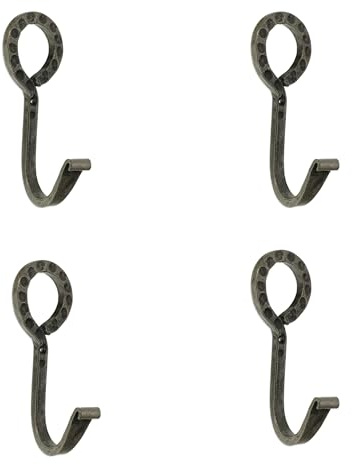 Infinity Decor Juego de 4 ganchos de hierro forjado a mano, peltre, ganchos vintage resistentes para colgar ropa, toallas, sombreros y utensilios