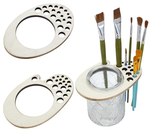 PLIGREAT 2 pezzi Supporto per pennelli in legno Espositore a secco per acquerello, organizer per accessori artistici, supporto per pittori artistici
