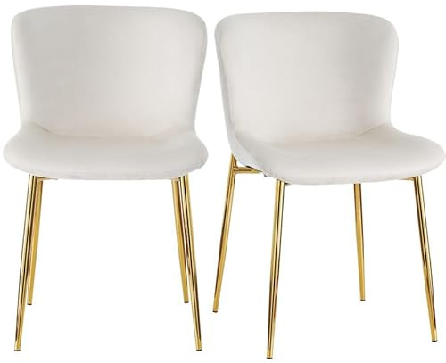 Solisburne Matrumsstol i set om 2, stoppad stol med sammetsfåtölj med metallben, vadderad relaxfåtölj skalstol för restauranger, vardagsrum och kaféer, beige sammet modern