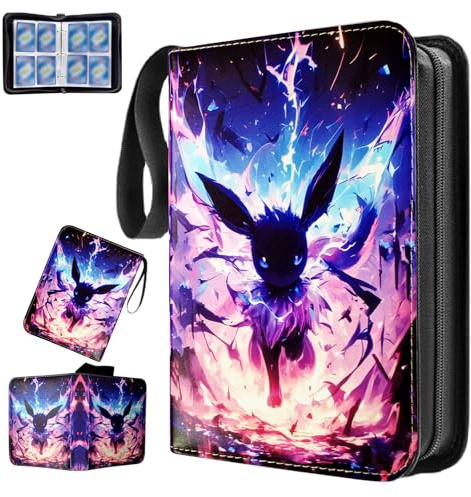 Card Binder For Pokemon 4 Pockets,Waterproof Trading Card Binder With Zipper,50 Pages 400 Pockets Card Collection Folder,Card Folder For Boys And Girls