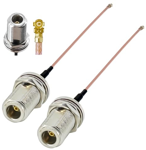 Ahoaepy 2 st RG178 N typ U.FL IPX koaxialkabel, typ N hona till IPX MHF1 Pigtail-kabel, 15 cm (6 tum) låg förlust UFL IPX-1 till N hona förlängningsjumper kabel för Wi-Fi-radior, antenn, trådlösa
