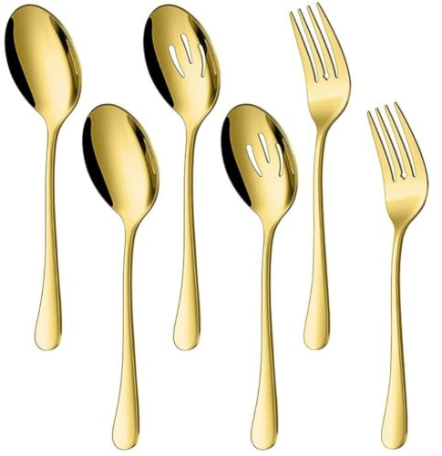 Serveringsbestick i rostfritt stål 22 cm sked gaffel (B) | Högglanspolerat rostfritt stål set för eleganta bufféer och speciella tillfällen
