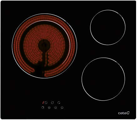 CATA | Modelo TDN 603 | Vitroceramica 3 Fuegos | Placa 9 niveles de potencia | Ancho de 59 cm | Placa con 5,4 kW de potencia