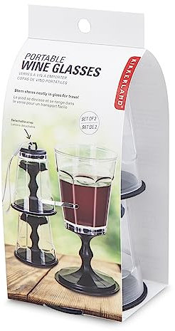 Kikkerland apilables Copa de Vino, Juego de 2, Negro