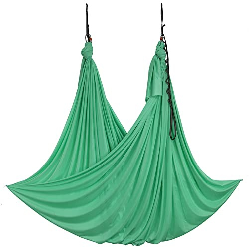 WELLSEM Deluxe L:5.5 Yards W:3 Yard Yoga Flying Swing Aerial Yoga Hammock Silk Fabric for Yoga Anti-gravity Pilates (Light Green)