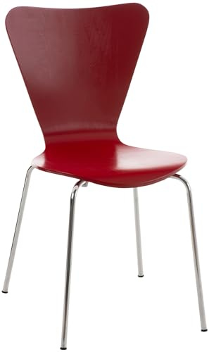 CLP Stapelstuhl Calisto I Konferenzstuhl Mit Holzsitz Und Stabilem Metallgestell - Farbe rot