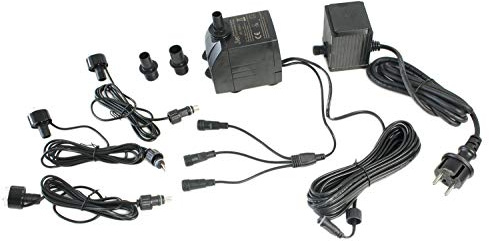 Arnusa Springbrunnenpumpe mit 3X LED Beleuchtung Tauchpumpe Teichpumpe Springbrunnen Pumpe (1500 L/H, Warm-Weiß)