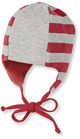 Sterntaler - Mütze zum Binden mit Innenfutter und Ohrenschutz Baby Mädchen gestreift, rot, Größe 39