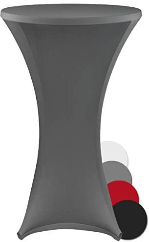 DILUMA Stehtischhusse Stretch Elastique Ø 80-85 cm Anthrazit - elastische Premium Stretchhusse für gängige Bistrotische und Stehtische - dehnbarer Tischüberzug