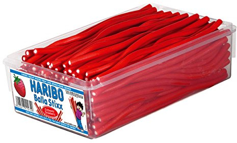 Haribo Balla Stixx (jadis Balla Balla) Fraises, Bonbons Gélifiés, Bonbons Goût Fraises, 150 Pièces, Barquette de 1125 gr