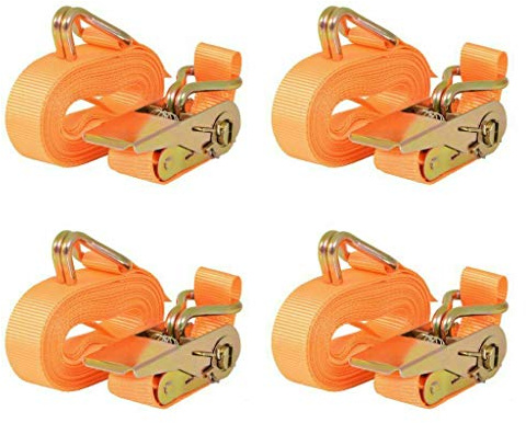 SET 4 CINGHIE CON GANCI TENDITORE A CRICCHETTO 25mm X 5 METRI 680 Kg 1500 lb