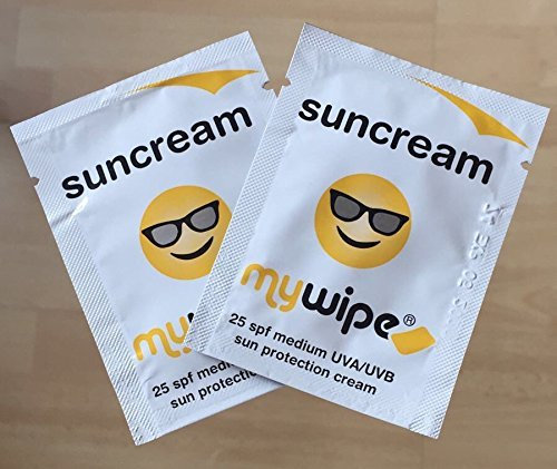 MYWIPE Sun Cream Sachets Single Use Pocket Size for Travel, Festivals, Cycling, Sun & Ski x 20
