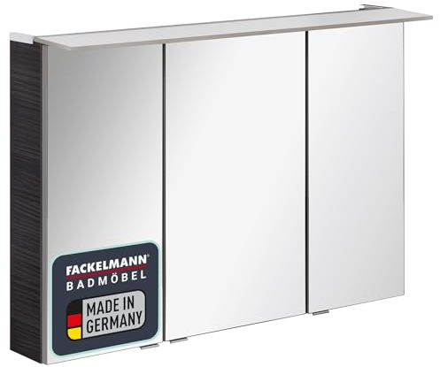 FACKELMANN B.PERFEKT LED Spiegelschrank 100 cm, Anthrazit/Dark Oak, Energiesparende LED-Paneelleuchte, 3D-Effekt, Made in Germany