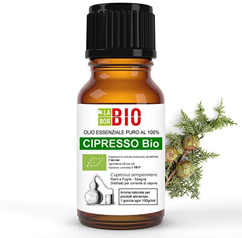 Cipresso Bio Olio essenziale 100% Puro 10 ml - Uso interno Terapeutico Alimentare Diffusori Aromaterapia Cosmetica Cucina - Laborbio