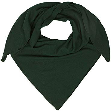 Zwillingsherz Dreieckstuch mit Kaschmir - Hochwertiger Schal im Uni Design für Damen - XXL Hals-Tuch und Damenschal - Strick-Waren für Sommer und Winter - 150cm x 120cm - d.grün