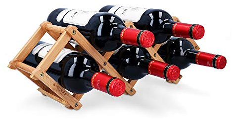 Navaris Weinregal Flaschenregal Flaschenständer aus Bambus - 45x12x15,2cm Regal für Flaschen aus Holz - Flaschenhalter Weinflaschenhalter - faltbar