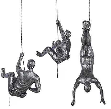 Pevfeciy Klettern Charakter Wanddekoration Skulptur,Wandschmuck Design Climber Rope ，Männer Klettern Wanddeko ，Wandobjekt Wandskulptur DIY Wandornament für Schlafzimmer Wohnzimmer Küche Büro