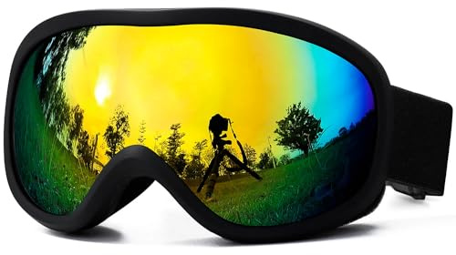 AVV Ski Goggles Snowboard Goggles for Men Women Youth Anti-Fog Red
