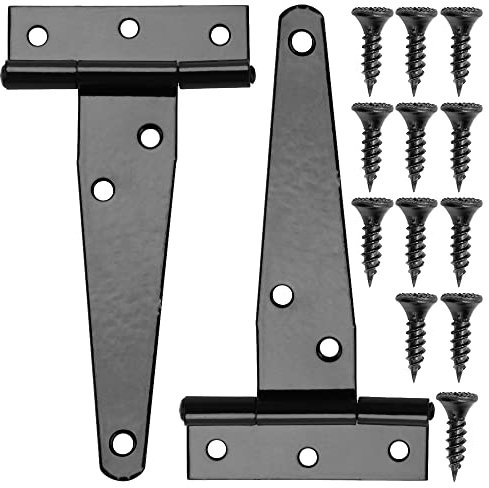 YIXISI 2 Pièces 4 Pouces Porte Charnières, Charnières en T, Charnières de portes en Bois, Charnière, Charnières Pliables, Pour Portes, Fenêtres, Abris de Jardin (Noir)