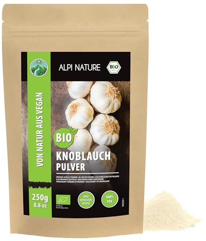 Alpi Nature Vitlök Pulver BIO 250g, Malen Torkad Vitlök, Ekologiskt Vitlökspulver för Matlagning