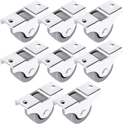SKIR'CO (Pack of 8 pcs) Small 25 mm Furniture Castors, Rubber Wheels, Non-Swivel, Fixed Casters, One-Way Direction (8)
