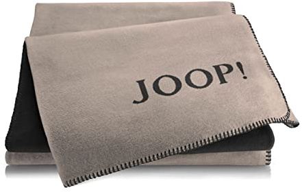 Joop! Wohndecke Uni-Doubleface Baumwollmischung Stein/anthrazit Größe 150x200 cm
