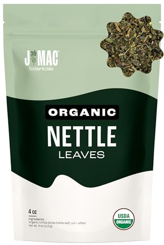 J MAC BOTANICALS Organic Nettle Leaf Herbal Tea 4 oz, 50+ Cups, Certified USDA Organic, Dried stinging nettle tea, Urtica dioica
