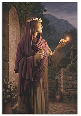 RONGCHENG Poster mit Jesus Christus, Gott, Religion, Frau, die Öllampe hält, Leinwandkunst, Heimdekoration, Bild, Poster, Druck, Gemälde, Geschenk, Poster