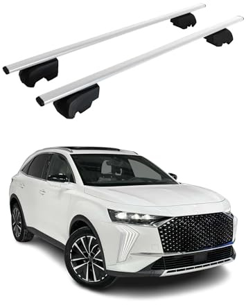 OMAC Dachträger für DS 7 Crossback/DS 7 2017-2026 Stahl 2 Stangen Silber | ISO/PAS 11154:2006 geprüft, Abschließbar, City-Crash-getestet, bis 75 kg Traglast, Querträger, Grundträger