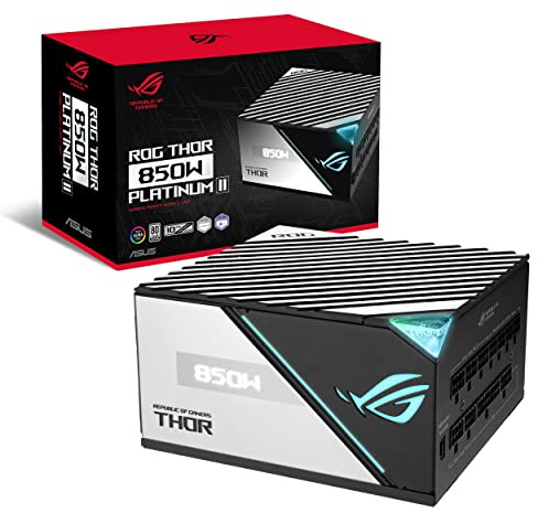 ASUS ROG Thor 850W Platinum II (Fully Modular Power Supply, 80+ Platinum, Lambda A++ Certified, ROG heatsinks, 135mm PWM Fan, 0dB Mode, OLED Panel, Sleeved Cables, Aura Sync, 10 Year Warranty)