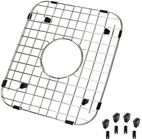 FarBoat Kitchen Sink Bottom Grid Metal Sink Grate Metal Sink Grate with 4-7/8in Center Drain Hole (13.6in x 11.6in)