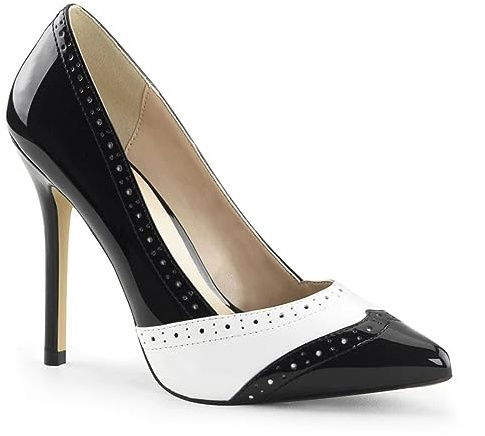 Tacones Altos 13CM Punta Afilada Boca Poco Profunda Charol Blanco Y Negro Empalme Tacón Fino Profesional De La Mujer Zapatos Individuales-Black||41