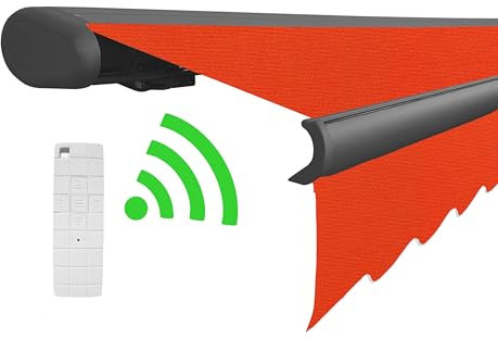 Arilco Elektrische Vollkassettenmarkise Kassettenmarkise Gelenkarmmarkise Markise Sonnenmarkise Sonnenschutz in vielen Farben und Größen wählbar in der Kassettenfarbe Anthrazit (5x3m Orange)