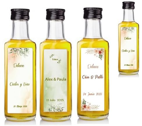 Aceite de Oliva Virgen extra Personalizada, Botellas Personalizadas, Regalos Orginales, Aceite Personalizado, regalo eventos, regalo bodas, Botellas 20 ml, mini botellas (15)