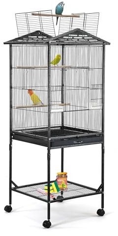 WeGear Bird Cage 47 inch Wrought Iron Parakeets Cage with Play Open Top and Rolling Stand Medium Small Bird Cage for Parrots, Budgerigars, Parakeets, Cockatiels, Lovebirds