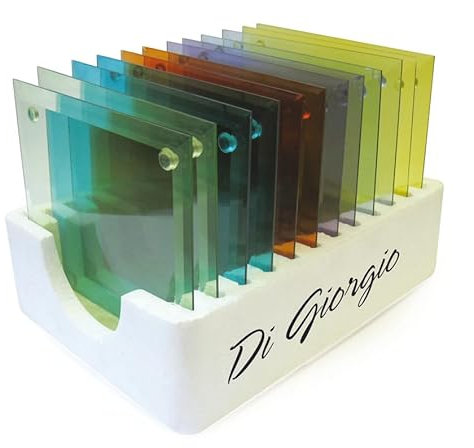 Set da 12 piattini portacandela quadrati in vetro - Vari colori