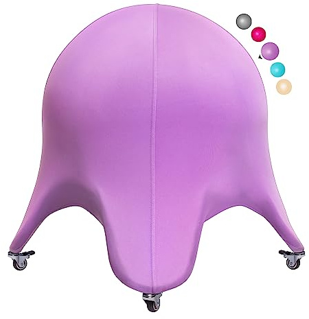 ENOVI Pelotas ergonómicas con funda y ruedas para muebles, para oficina, silla de oficina (amatista, 60-65 cm de altura del asiento)