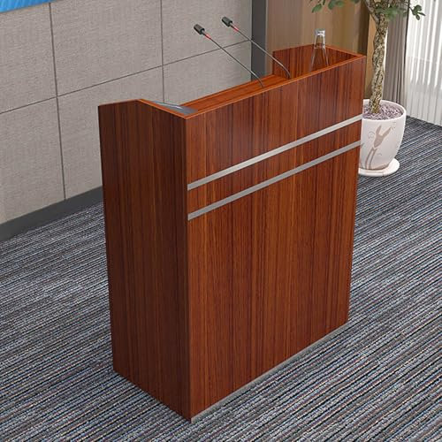 Rednerpult Holz mit Abschließbaren Schubladen und Offenem Stauraum für Klassenzimmer, Konferenz, Hochzeit Auch als Empfangstheke Nutzbar(Brown)