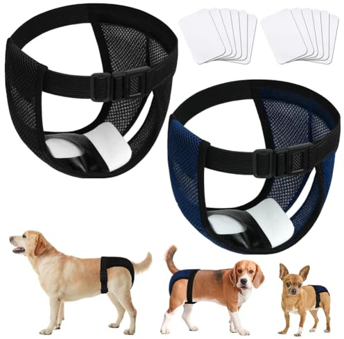 Aomig återanvändbara hundblöjor, 1 pack hundblöja med 6 sanitetsskydd justerbara skyddsbyxor, tvättbara hundblöjor Valp sanitetsskyddstrosor, hundperiodbyxor, hundblöjor