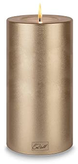 Qult FARLUCE Trend Colour • ∅ 8 cm • Photophore en forme de bougie • Bougie en plastique aspect bougie • Bougie chauffe-plat avec insert • Avec 1 bougie chauffe-plat (Ø 8 x h 15 cm, crème)